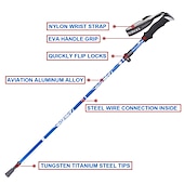 ieftine Εργαλεία Χειρός-reglați stâlp de trekking în 5 secțiuni aliaj de aluminiu pliabil ultra-ușor telescopic în aer liber bastoane de drumeție pliabile bastoane de trekking camping portabil baston de drumeție baston de