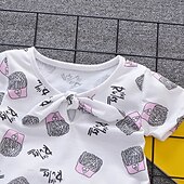cheap Sets-Girls&#039; 3D Cartoon Bow T-shirt &amp; Shorts Short Sleeve Chic &amp; Modern Basic Casual Kid&#039;s