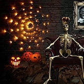 baratos Halloween interno-Luzes de teia de aranha de Halloween 60 LED com aranha preta à prova d&#039;água luzes de rede roxas controle remoto alimentado por USB 8 modos teia de aranha para decoração de quintal de festa iluminação