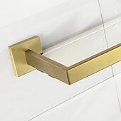 cheap Shower Caddy-Bathroom Shelves Bathroom Tempered Glass Shelf, Sainless Steel Shower Wall Shelves No Drilling Towel Racks Rectangular 1 Tier Wall Mounted Mirror Front Shelf
