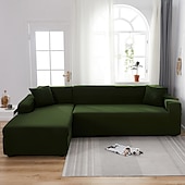billiga Sofföverdrag-stretch sofföverdrag överdrag vinröd elastisk sektionssoffa fåtölj loveseat 4- eller 4- eller 3-sits L-form grå blå vanlig solid mjuk slitstark tvättbar