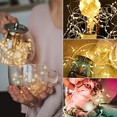 cheap Battery String Lights-30 PCS 12PCS 6PCS Fairy Lights Battery Operated (Included) 600LED 240LED 120LED Mini String Lights Waterproof Copper Wire Firefly Starry Lights for Halloween Party Christmas Festivals Decorations