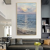お買い得  風景画-油絵手作り手描き壁アート垂直モダン抽象的な海景写真家の装飾の装飾ロールキャンバスフレームなしストレッチなし