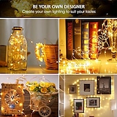 cheap Battery String Lights-30 PCS 12PCS 6PCS Fairy Lights Battery Operated (Included) 600LED 240LED 120LED Mini String Lights Waterproof Copper Wire Firefly Starry Lights for Halloween Party Christmas Festivals Decorations