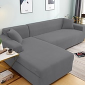 baratos Cobertura de Sofa-capas de sofá à prova de poeira todo-poderosas, elásticas, em forma de l, capa de sofá em tecido supermacio, cor de vinho, com uma capa de reforço grátis, capa de sofá moderna para sala de estar,