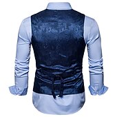 levne Gilety-Pánské Kamizelka Vesta Formální Svatební Párty Podium Chytré příležitostné Polyester Geometrický Do V Běžný Černá Bílá Žlutá Rubínově červená Vesta
