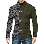 levne pánský svetr cardigan-Pánské Svetr Cardigan Masivní kardigan Oříznutý svetr Kabel Plést Standardní Zip Tlačítko Barevné bloky Stojáček Vinobraní protažení Ležérní Denní nošení Oblečení Klínové rukávy Podzim Zima Černá Bílá