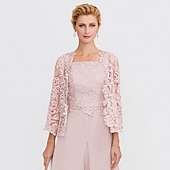 cheap Mother&#039;s Wraps-Mother&#039;s Wraps Bolero Coats / Jackets Elegant 3/4 Length Sleeve Floral Lace Wedding Guest Wraps With Lace For Fall Wedding Event Formal Party Spring &amp; Summer Only Wraps dress to impress 2025