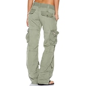 cheap Women&#039;s Cargo Pants-Women&#039;s Normal Cargo Pants Tactical Cargo Pants Trousers Chic &amp; Modern Casual / Sporty Full Length Low Waist Plain Pocket Baggy Comfort Inelastic Sports Weekend Black Pink Wine Dusty Blue Summer