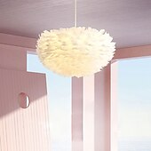 tanie Światła wysp-Lampa wisząca led 30/40/45/50/55/60/70 cm pojedynczy projekt wisiorek lekki metal pióro artystyczne inspirowane naturą 220-240 v