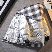 Boys Down Jacket Winter Coat Long Sleeve Outerwear Plaid Boys Waterproof Hooded Keep Warm Jacket  Daily Childrens Clothes cheap Boy's Downs & Parka Jacket-Boys Down Jacket Winter Coat Long Sleeve Outerwear Plaid Boys Waterproof Hooded Keep Warm Jacket  Daily Childrens Clothes