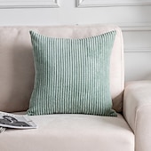 abordables Coussins tendances-Housse d&#039;oreiller nordique en velours côtelé, couleur unie, douce, sans noyau, pour le bureau, la maison, le salon, le canapé, vert, orange, rose, bleu