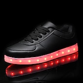 ieftine Adidași Bărbați-adidași albi pentru bărbați, cu lumină LED, cu închidere cu șireturi, pentru o ținută la modă și pe timp de noapte