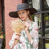 cheap Party Hats-Hats Polyester Straw Hat Sun Hat Casual Holiday Simple With Bowknot Headpiece Headwear
