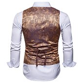 levne Gilety-Pánské Kamizelka Vesta Formální Svatební Párty Podium Chytré příležitostné Polyester Geometrický Do V Běžný Černá Bílá Žlutá Rubínově červená Vesta
