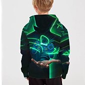 billiga Pojkens 3D Sporter &amp; Spel-Barn Pojkar Huvtröja Långärmad Svart 3D-tryck Dagligen Utomhus Aktiv 4-12 år / Höst