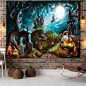 halpa halloween seinävaatteita-halloween koristeet kuvakudos jack o lyhty kurpitsa sisustus seinä taide suuri riippuva kuvakudos seinämaalaus sisustus valokuva tausta peitto verho koti makuuhuone olohuone lepakko kummitus talo