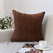 abordables Coussins tendances-Housse d&#039;oreiller nordique en velours côtelé, couleur unie, douce, sans noyau, pour le bureau, la maison, le salon, le canapé, vert, orange, rose, bleu