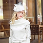 baratos Chapéus e Fascinators-Peça para Cabeça Lã Chapéu de Pires Chapéu de Caixa de Comprimidos Kentucky Derby Corrida de cavalos Dia da Mulher Copa Melbourne coquetel Elegante Com Laço Miçangas Capacete Chapéu