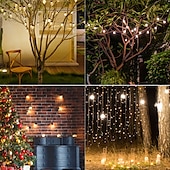 cheap Solar String Lights-Solar Outdoor Waterproof LED String Lights 5M 3.5M G50 Retro Bulb Patio lights Christmas Dorm Party Lights Street Garden Wedding Decorative