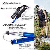 ieftine Εργαλεία Χειρός-reglați stâlp de trekking în 5 secțiuni aliaj de aluminiu pliabil ultra-ușor telescopic în aer liber bastoane de drumeție pliabile bastoane de trekking camping portabil baston de drumeție baston de