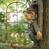 halpa puutarhaveistoksia ja patsaita-mini puutarha käsityöt koristelu gnome jättää ikkunan oikukas puu veistos puutarhan koristelu puutarha gnome ulkokoriste