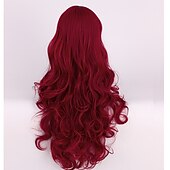 economico Parrucche da festa-Parrucche Cosplay Poison Ivy 70Cm Rosso Vino Lunare Moscio Resistente al Calore Parrucca Sintetica Parrucche di Halloween