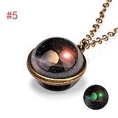 cheap Necklaces &amp; pendants-farjing planet necklace, glow in the dark galaxy system double sided glass dome planet necklace pendant jewelry gift