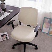 ieftine Husă scaun de birou-husă scaun de birou pentru computer burgundă elastică, rotativă, pentru scaun pentru jocuri, elastic, jacquard, negru, uni, culoare solidă, moale, durabil, lavabil