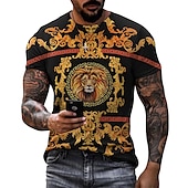 cheap Vintage T shirts-Men&#039;s Graphic Lion Shirt T shirt Tee Funny T Shirts Short Sleeve T shirt 3D Print Crew Neck Shirt Vintage Designer Basic Casual Daily Weekend Black White Green Summer Clothing Apparel Plus Size S M L