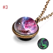cheap Necklaces &amp; pendants-farjing planet necklace, glow in the dark galaxy system double sided glass dome planet necklace pendant jewelry gift