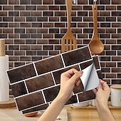 voordelige Tegelstickers-15x30cm 6 stks tegels muurstickers tegel verf backsplash verwijderbare waterdichte zelfklevende stickers woondecoratie woonkamer keuken badkamer decor (zwart, zelfklevende decoratieve muursticker