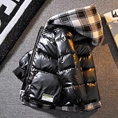 Boys Down Jacket Winter Coat Long Sleeve Outerwear Plaid Boys Waterproof Hooded Keep Warm Jacket  Daily Childrens Clothes cheap Boy's Downs & Parka Jacket-Boys Down Jacket Winter Coat Long Sleeve Outerwear Plaid Boys Waterproof Hooded Keep Warm Jacket  Daily Childrens Clothes