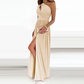 preiswerte Kleider für den-Damen kleid lang Ballkleid abendkleider Schaukelkleid Smaragdgrünes Kleid Elegant Party Romantisch Urlaub Party kleid hochzeitsgast Schlank Blumen Einfarbig Ärmellos Ein-Schulter Schwarz Weiß Rosa