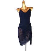 levne soutěžní šaty-tanec salsa latin dance dress čistý barevný tyl dámské tréninkové představení bez rukávů chinlon