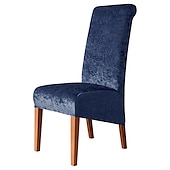 baratos Capa para Cadeira de Jantar-capas de cadeira de jantar de veludo pelúcia preto, capas protetoras de cadeira de encosto alto de elastano bordô capa de assento com elástico para sala de jantar, casamento