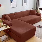 baratos Cobertura de Sofa-capas de sofá à prova de poeira todo-poderosas, elásticas, em forma de l, capa de sofá em tecido supermacio, cor de vinho, com uma capa de reforço grátis, capa de sofá moderna para sala de estar,