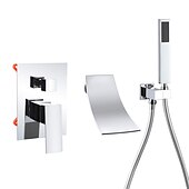 billiga Duschkranar-Duschkran / Duschsystem Uppsättning - Handdusch inkluderad Vattenfall Nutida Krom Monteras inomhus Keramisk Ventil Bath Shower Mixer Taps