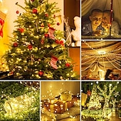 cheap Battery String Lights-30 PCS 12PCS 6PCS Fairy Lights Battery Operated (Included) 600LED 240LED 120LED Mini String Lights Waterproof Copper Wire Firefly Starry Lights for Halloween Party Christmas Festivals Decorations