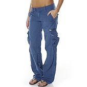 cheap Women&#039;s Cargo Pants-Women&#039;s Normal Cargo Pants Tactical Cargo Pants Trousers Chic &amp; Modern Casual / Sporty Full Length Low Waist Plain Pocket Baggy Comfort Inelastic Sports Weekend Black Pink Wine Dusty Blue Summer