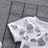 cheap Sets-Girls&#039; 3D Cartoon Bow T-shirt &amp; Shorts Short Sleeve Chic &amp; Modern Basic Casual Kid&#039;s