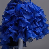 preiswerte Partykleider-kinderkleidung Mädchen Kleid Blumen Hochzeit Party Rüsche Sommer 4-13 Jahre Blau Purpur Grün
