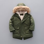 cheap Boy&#039;s Downs &amp; Puffer Jacket-Kids Boys&#039; Fleece Jacket Hoodie Jacket Outerwear Solid Color Long Sleeve Zipper Coat Outdoor Cotton Adorable Daily Yellow Pink Navy Blue Spring Fall 7-13 Years