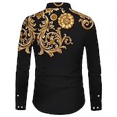 cheap Ethnic Pattern-Men&#039;s Floral Shirt Button Up Shirt Long Sleeve Fashion Casual Breathable Street Casual Daily Spring &amp; Summer Collar 3D Print Button-Down Black Red Blue Purple