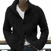 abordables Gilet-Homme Pull Chandail Gilet Cardigan Pull Veste A côtes Tricoter Découpé Tricoté Revers Guêtres Moderne contemporain Usage quotidien Sortie Vêtement Tenue Automne hiver Noir Bleu S M L