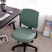 ieftine Husă scaun de birou-husă scaun de birou pentru computer burgundă elastică, rotativă, pentru scaun pentru jocuri, elastic, jacquard, negru, uni, culoare solidă, moale, durabil, lavabil