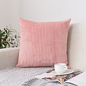 abordables Coussins tendances-Housse d&#039;oreiller nordique en velours côtelé, couleur unie, douce, sans noyau, pour le bureau, la maison, le salon, le canapé, vert, orange, rose, bleu