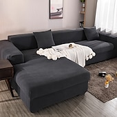 baratos Cobertura de Sofa-capas de sofá à prova de poeira todo-poderosas, elásticas, em forma de l, capa de sofá em tecido supermacio, cor de vinho, com uma capa de reforço grátis, capa de sofá moderna para sala de estar,
