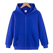 billiga Pojkars utomhusjackor-Barn Unisex Jakke Kappa Ytterkläder Slät Långärmad Ficka Täcka Gata Bomull Aktiv Grundläggande Svart Rodnande Rosa Gul Vinter Höst 3-13 år
