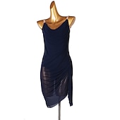 levne soutěžní šaty-tanec salsa latin dance dress čistý barevný tyl dámské tréninkové představení bez rukávů chinlon